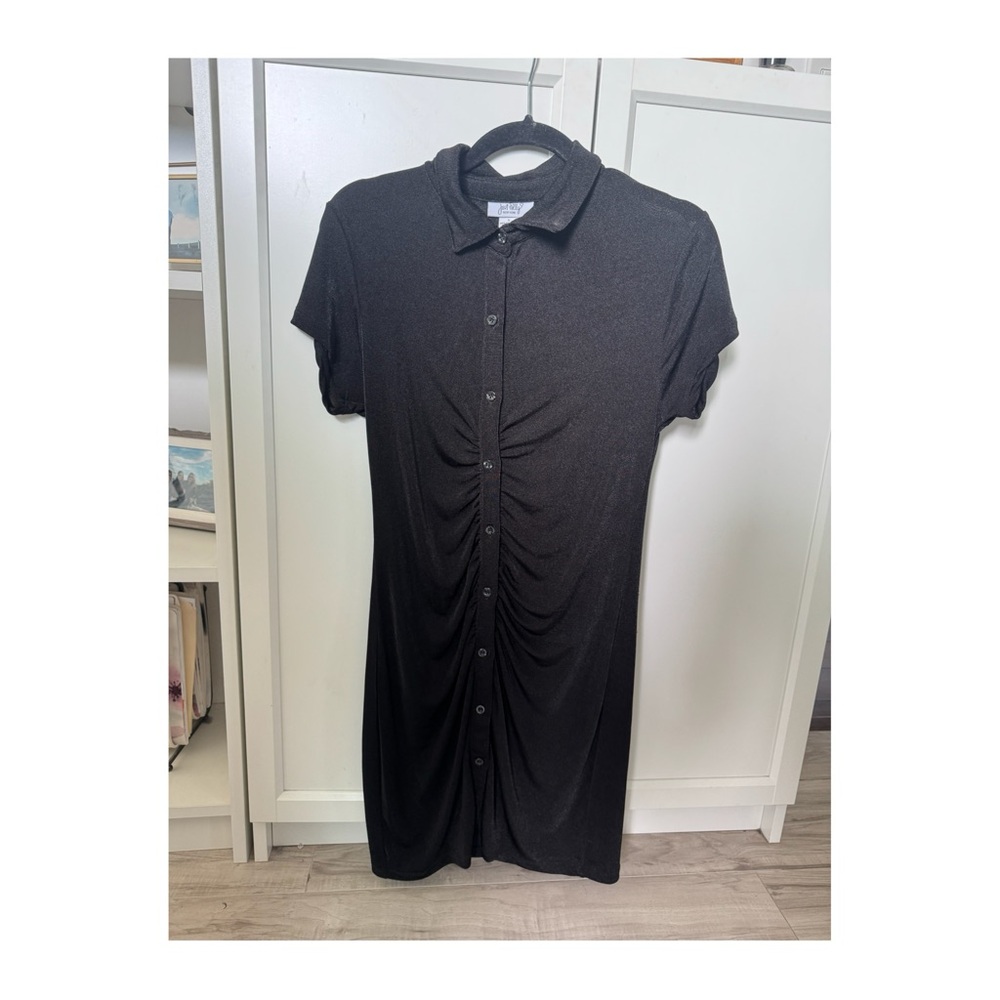 Slinky Black Button-Up Dress